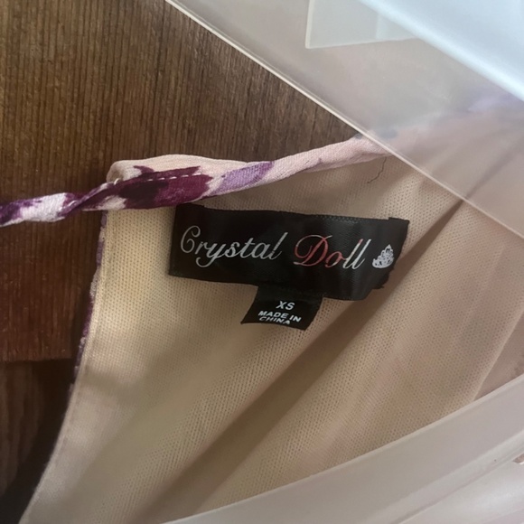 CRYSTAL DOLLS Womens Beige Lined Tie Closure 3/4 Sleeve A-Line Dress XS - Picture 8 of 17